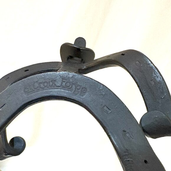 St. Croix Forge Horeshoe Art Cowboy Sculpture Wood Base 10" - Picture 8 of 10